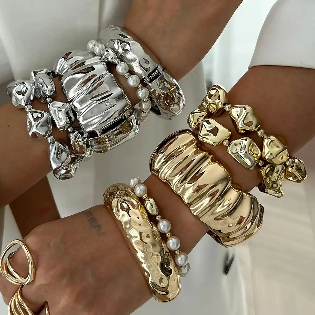 Ingemark Punk Imitation Perlen CCB Perlen Kette Armbänder für Frauen Vintage Unregelmäßige Geometrische Frühling Armreif Party Männer Schmuck