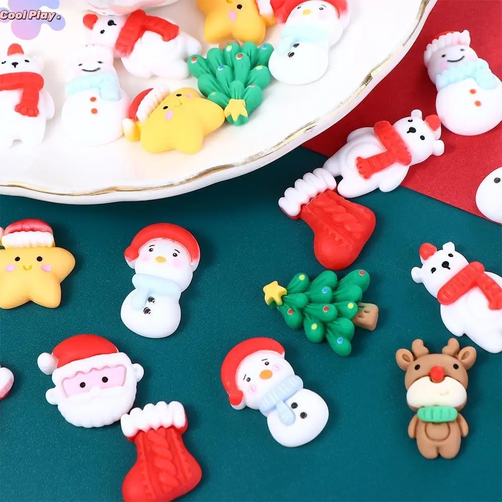

Flatback Figurines Pattern Mirror Santa Claus Cartoon Home Embellishments Christmas Patches DIY Art Material New Year Ornament