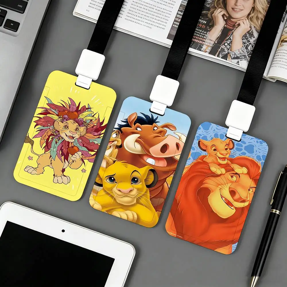 L-Lion-King-Simba Lanyard Style ID Holder Access Card Sleeve Keychain Work Badge Clip Neck Lanyard