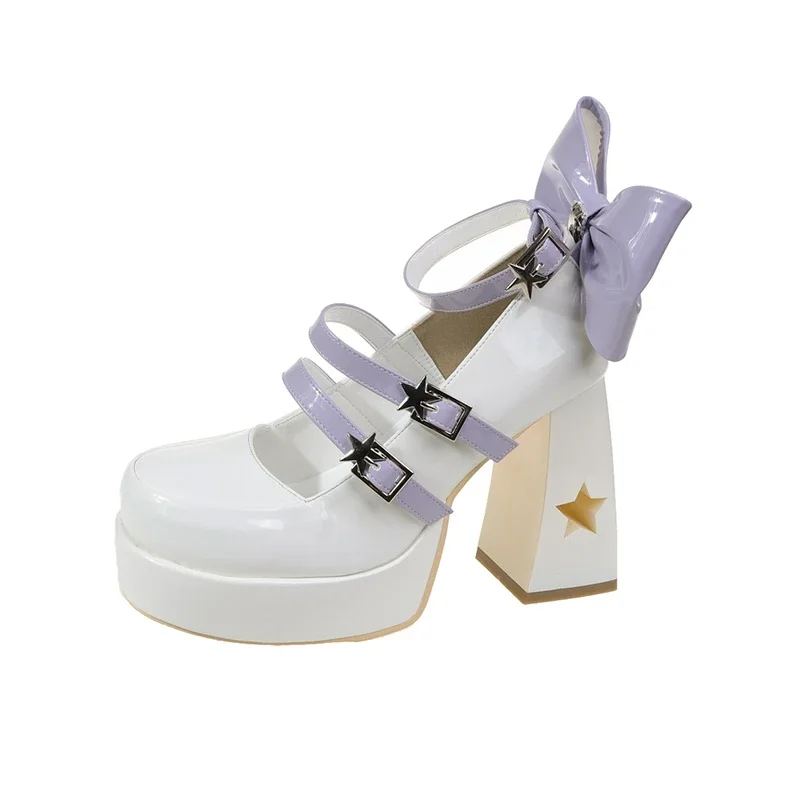 High Heel Shoes Women Thick Heel Shoes 2023 Spring New Bridesmaid Square Toe Platform Thick Sole Shoes