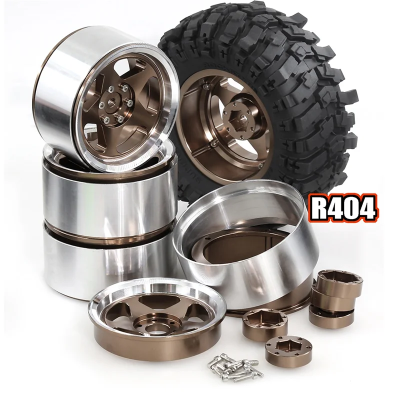 CABE-For RC Car 1/10 1/7 1/8 MK07 Wraith Ryft Compatible 4Pcs 2.6" 12/17MM Hex Changeable Beadlock Wheel Rim Set Negative Offset