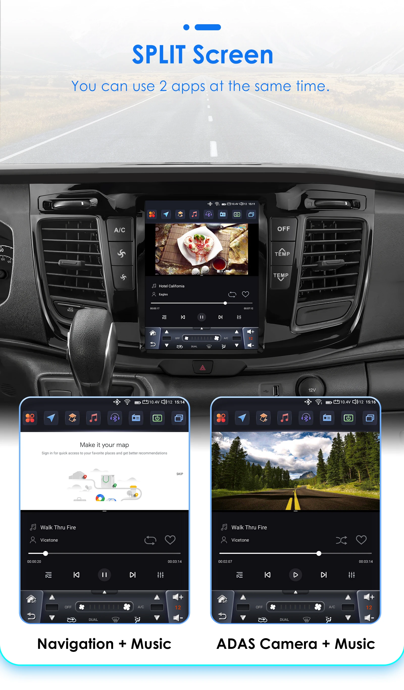 Hizpo Android 14 Auto Stereo Auto GPS Für FORD Transit 2021 2022 2023 Porträt Touchscreen Carplay 4G Wifi RDS Bluetooth 9,7" – Detail 28