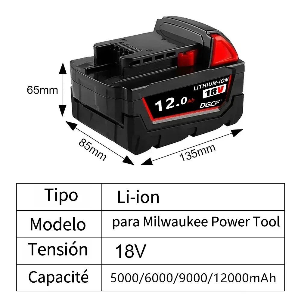 18V 6.0Ah Replacement for Milwaukee M18 XC Lithium Battery 48-11-1860 48-11-1850 48-11-1840 48-11-1820 Rechargeable Batteries