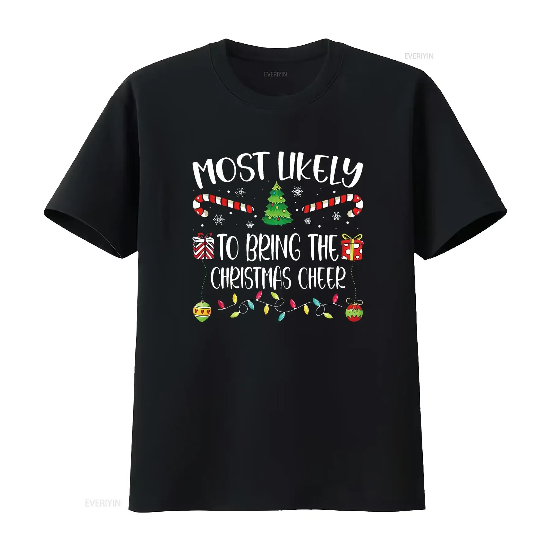 Most Likely To Bring The Christmas Cheer Funny T Shirt vintage Washed Casual Breathable fashion homme Slightly Soft