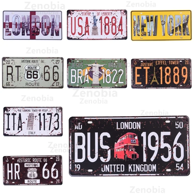 علامة معدنية مدينة لندن القديمة ، ملصق قصدير ، لوحات ترخيص سيارة ، رث ، لوحات حديد عتيقة ، بار ، مرآب ، مقهى ، ديكور منزلي #1