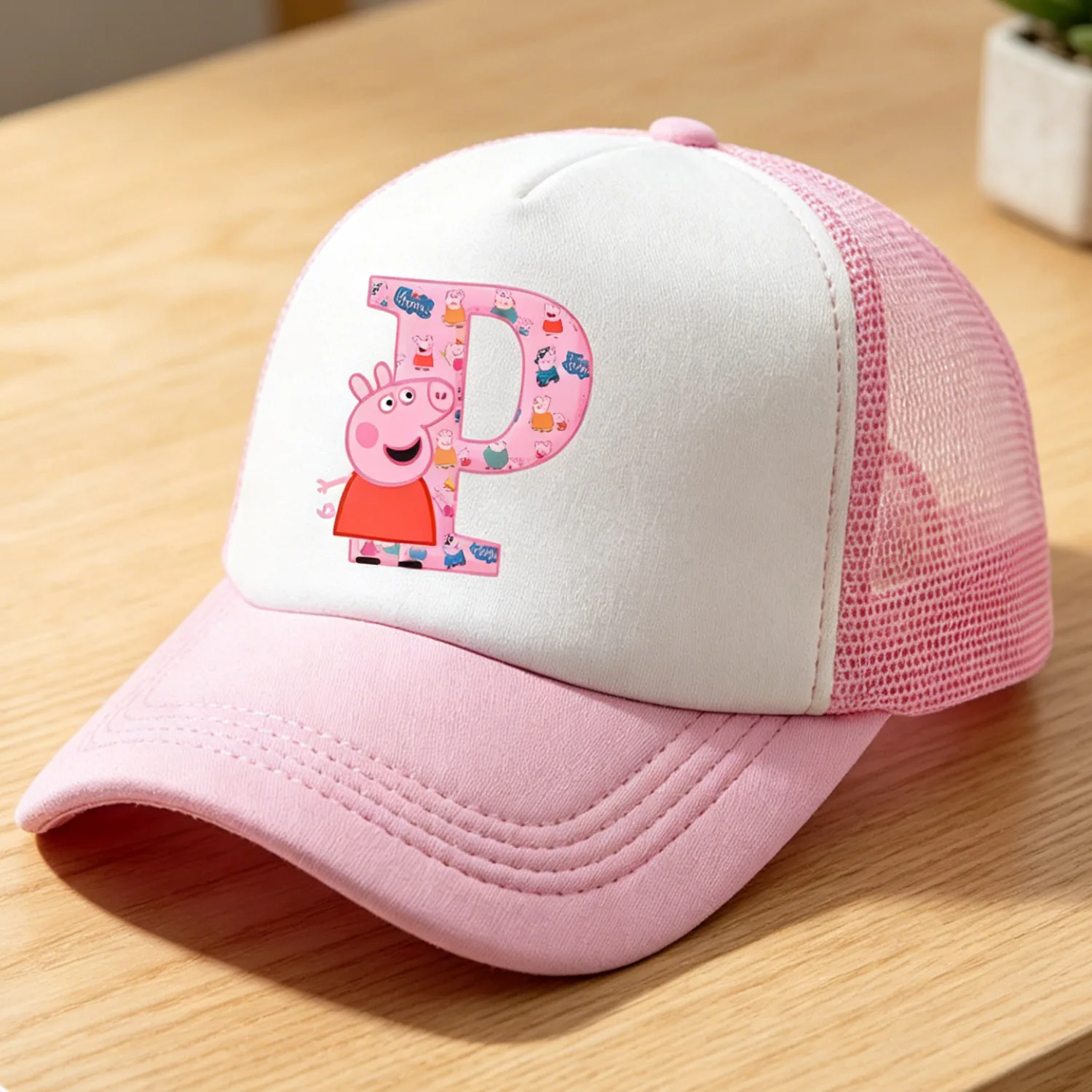 Gorra de béisbol de Peppa Pig para niños y adultos, gorra de dibujos animados con 26 letras, gorra rosa de moda para niñas, gorra deportiva para niños, gorra de verano, regalo