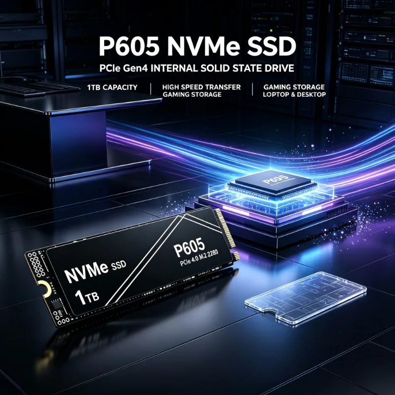 High‑Speed P605 NVMe SSD 4TB Internal Solid‑State Drive Max Large Capacity Gaming Storage for Desktop Laptop PC System Upgrade
