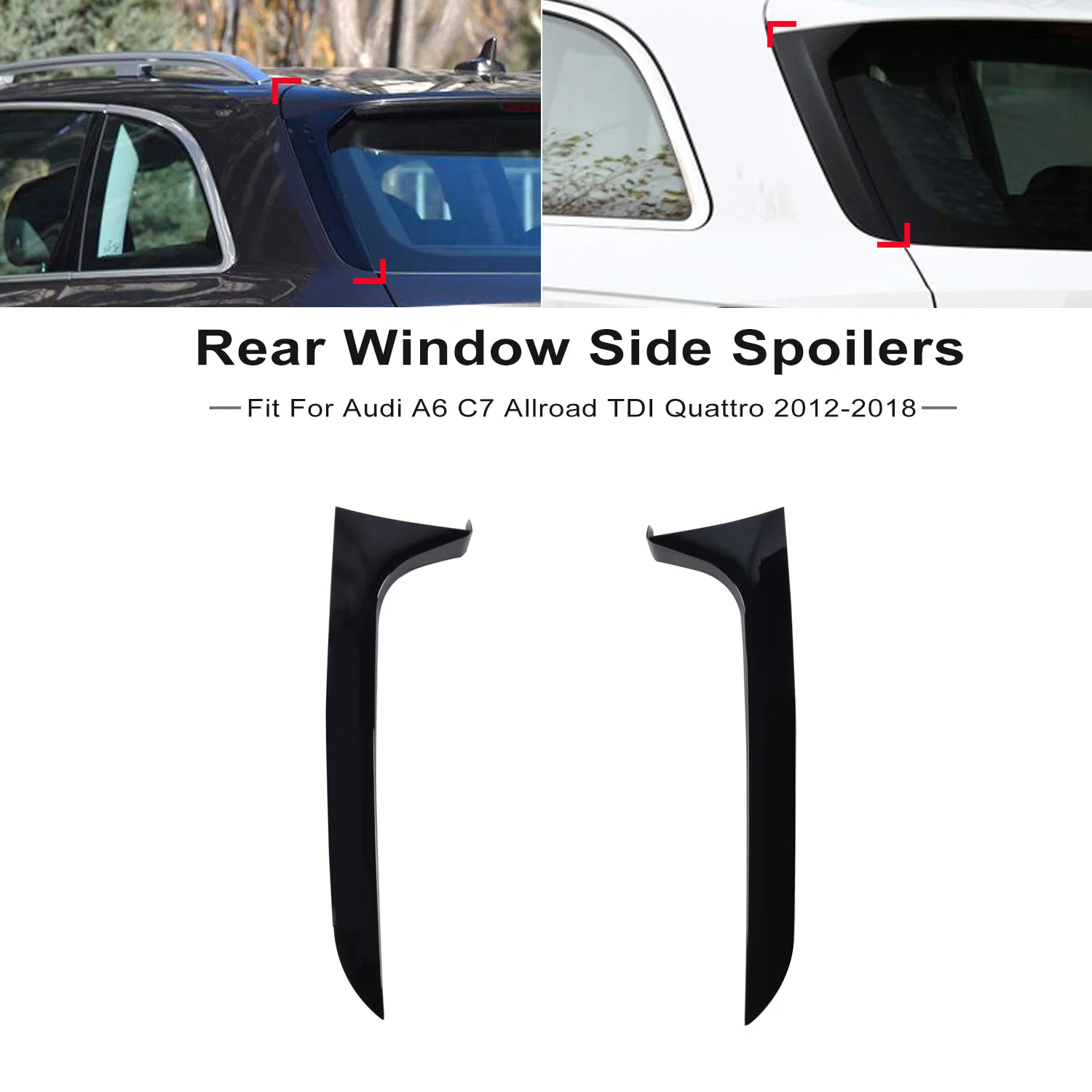 

Rear Window Side Spoiler Tail Fin Canards Splitter Fit For Audi A6 C7 Allroad TDI Quattro 2012-2018 Avant Wagon Auto Accessories