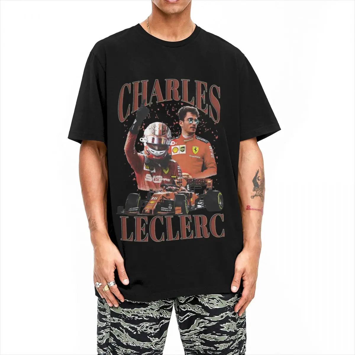 Charles Leclerc T-Shirt Summer Car Racer Vintage T Shirts 100% Cotton Hipster Tee Shirt For ManShort Sleeve Casual Tees