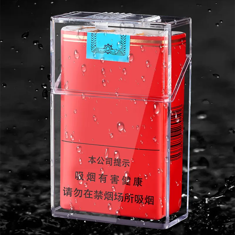 Men's Bulk Cigarette Box Creative Sliding Cover Plastic Transparent Cigarette Box Sealed moisture-proof