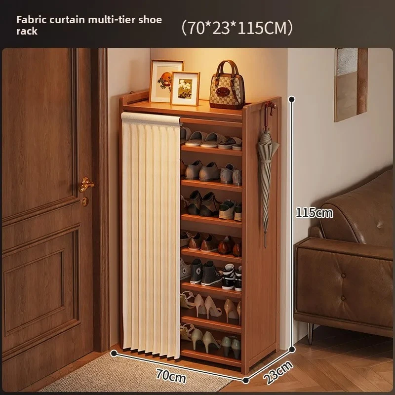 Light Luxury Dust-Proof Cloth Curtain Storage Rack, Shoe Cabinet, Multi-Layer Narrow Shoe Rack, Living Room Storage Rack