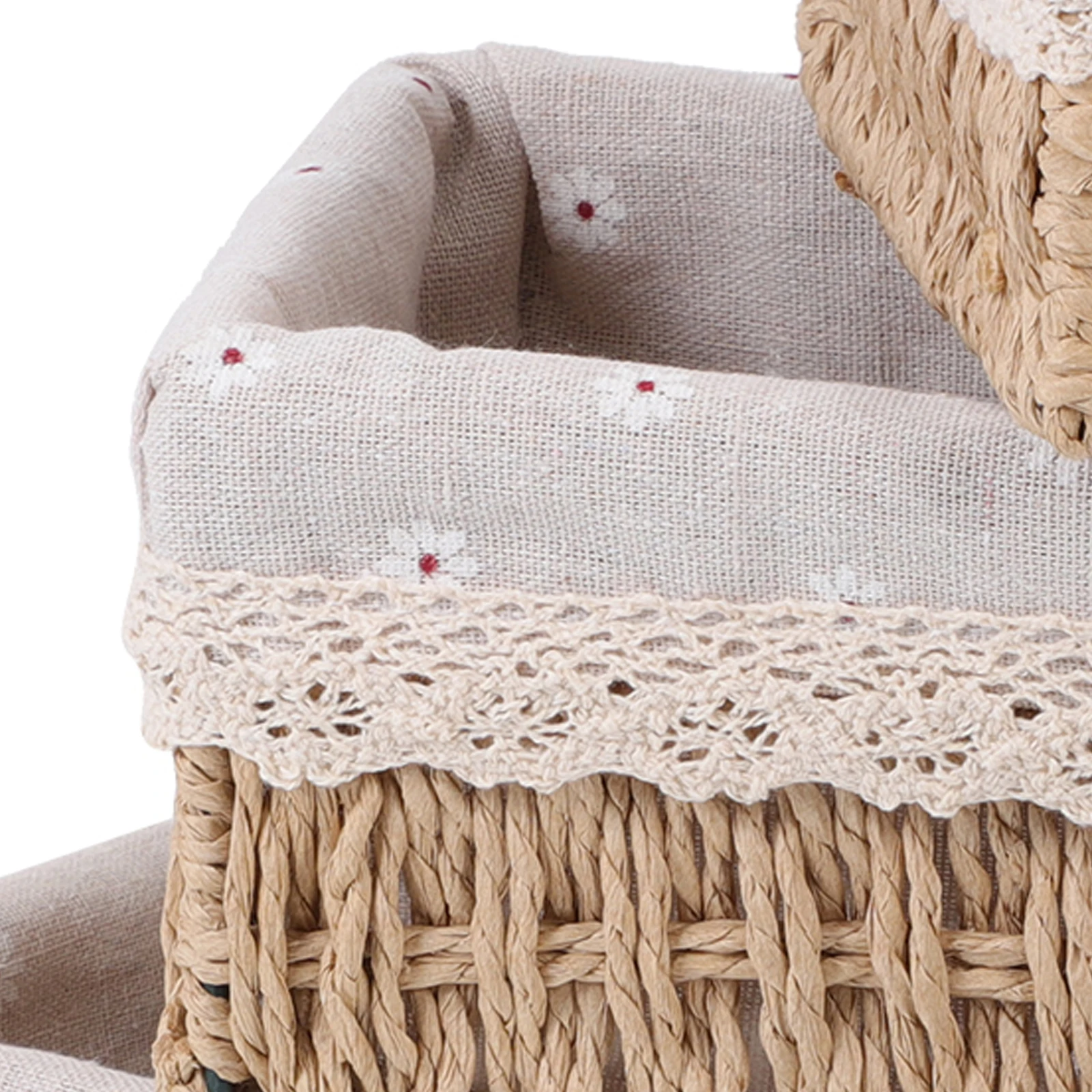 

3pcs Rattan Storage Baskets Woven Beige Multi- Organizer Foldable Laundry Basket Bedroom Bathroom Decorative