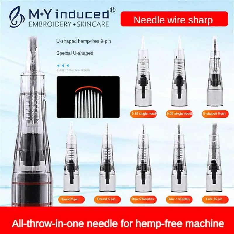 Tattoo Needles Cartridges For Permanent Eyebrow Lips Needles Embroidery Microblading Makeup Needles Anesthetic Free