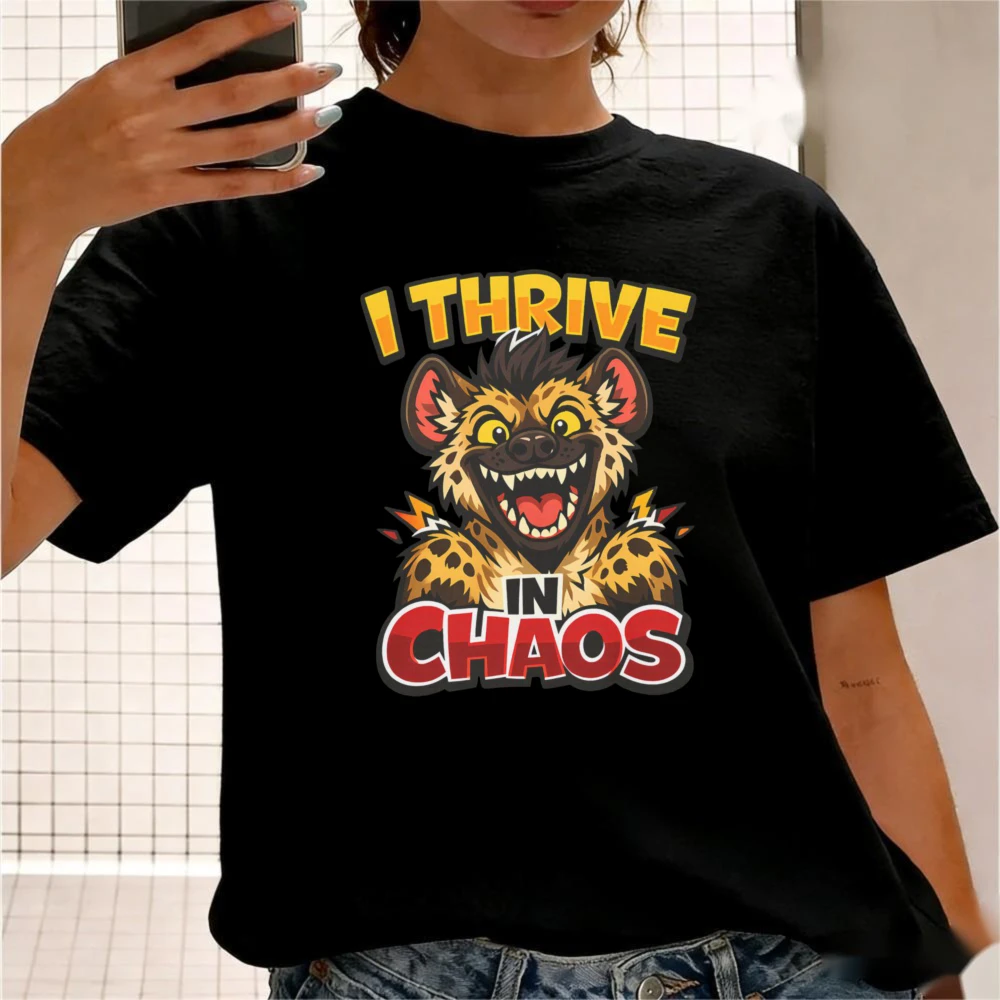 Chaotic Anthro Hyena Furry T-Shirt Furry Fandom Cartoon Illustration Printed Shirt Fluffy Lover Gift Tee Casual Tops