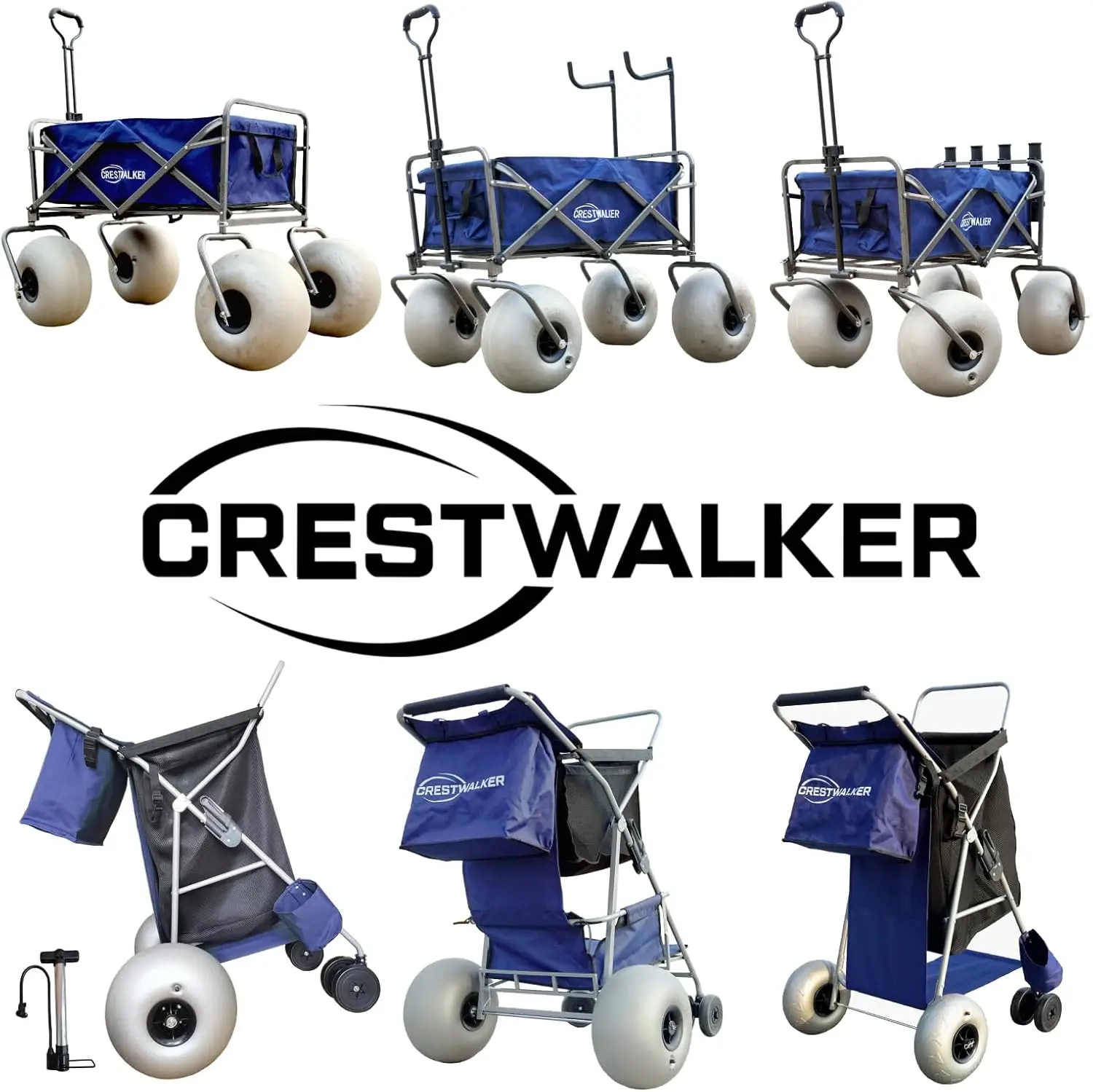 Beach Cart with 13" Balloon Wheels, Collapsible Beach Wagon with Big Wheels for Sand, Pump Included (Beach Wagon) image 3