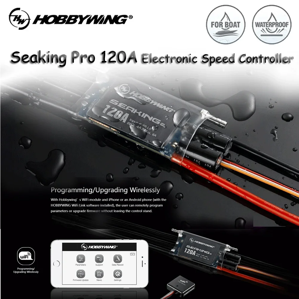 SkyDElHobbywing Seaking Pro 120A Electronic Speed Controller Waterproof Sensorless Brushless ESC 2-6S Lipo For RC Boats Ships Mo