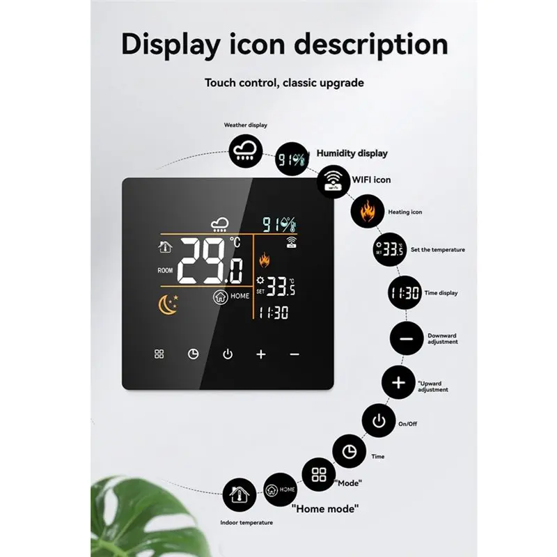 B04C-Tuya Wifi Smart Thermostat 3A Water Gas Boiler Temperature Controller For Google Home Alexa Home Automation White