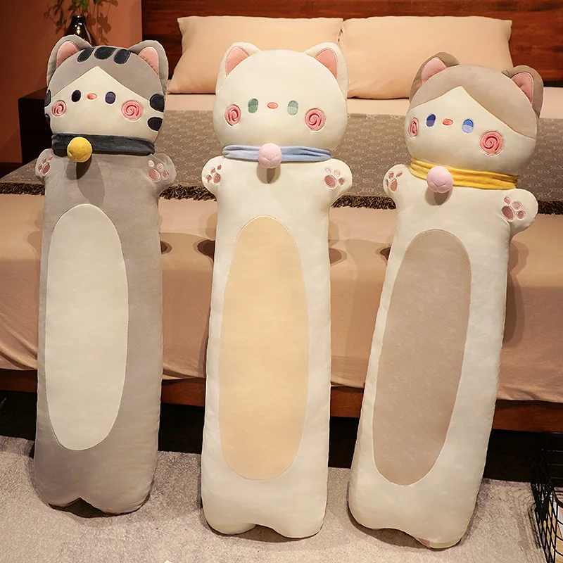 

70 см милая длинная плюшевая подушка для тела кошки Kawaii мультяшный кот плюшевая кукла диван украшение для спальни подушка подарок