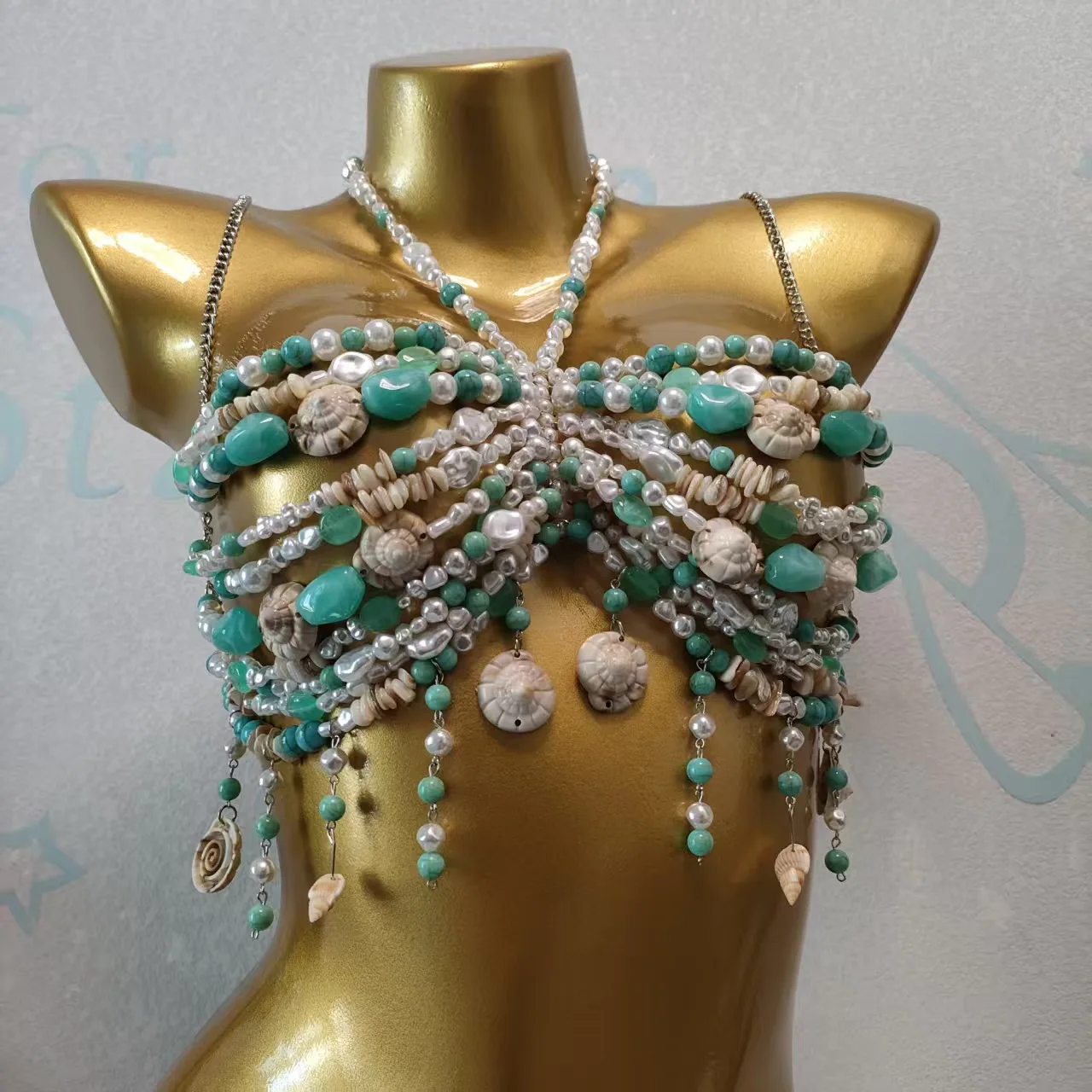 Handmade Bra Halter Transparent Beaded Layered Beaded Tops Lingerie Harness Bralette Beaded Neck Bra Bridal Beachwear