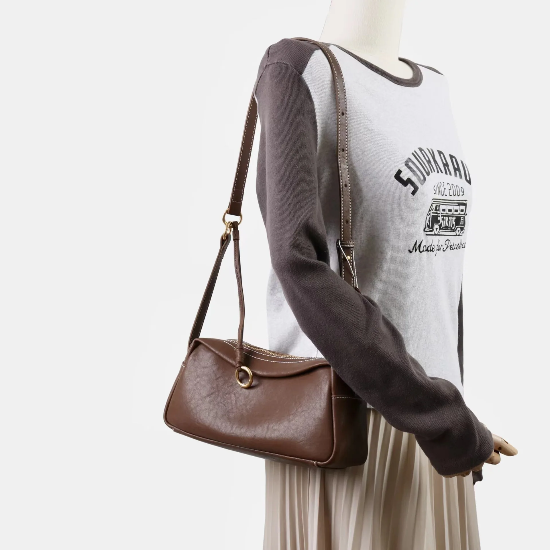 Stylish Soft Leather Pillow Bag Fashionable Versatile Shoulder Crossbody Bag Underarm Soft Large Capacity