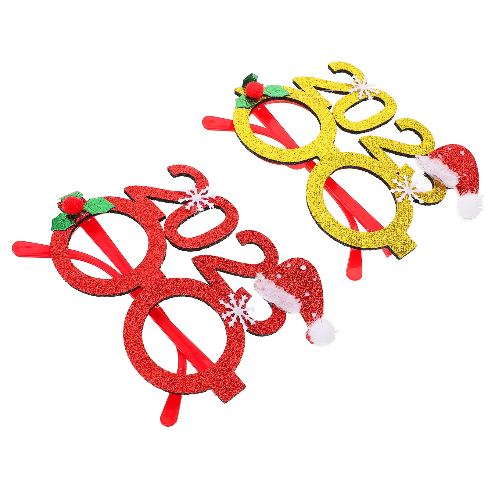 

2Pcs Christmas Glasses Xmas Eyewear Snowman Deer Antler Reusable Compact Photo Props Party Decorations