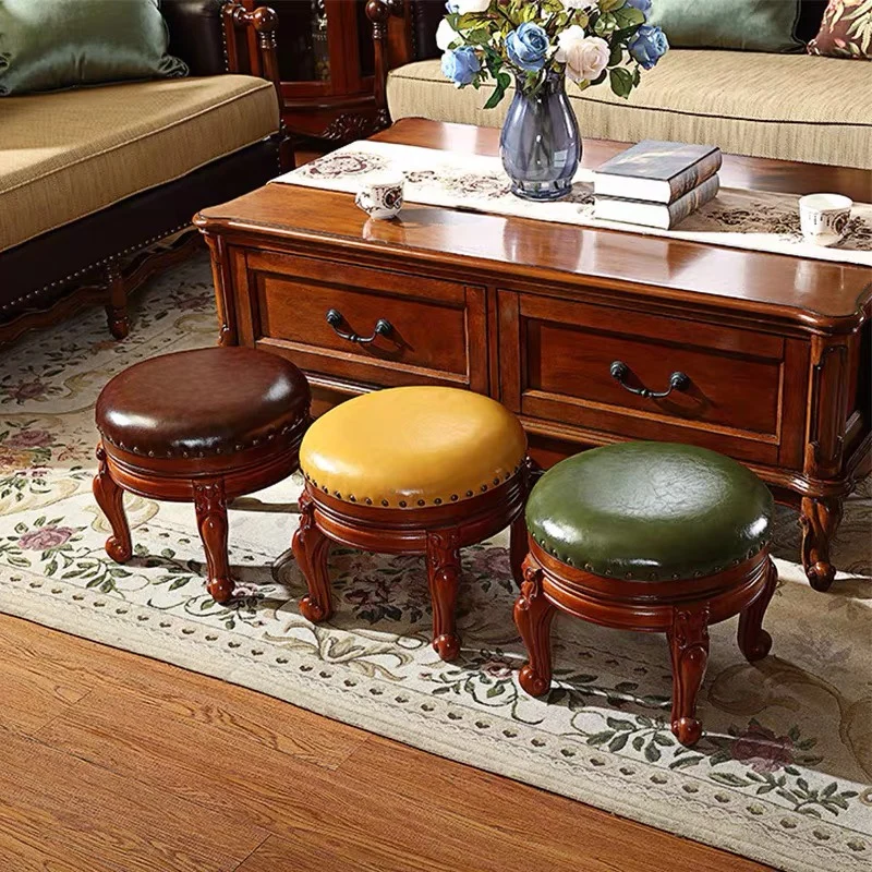 American small round stool coffee table low stool solid wood High Quality