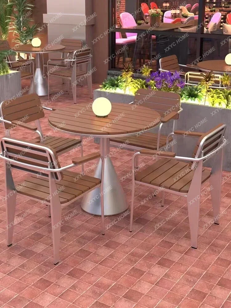 Outdoor Occasional Table and Chair Combination Music Bar Rest Area Small round Table Restaurant Outdoor Dining Table
