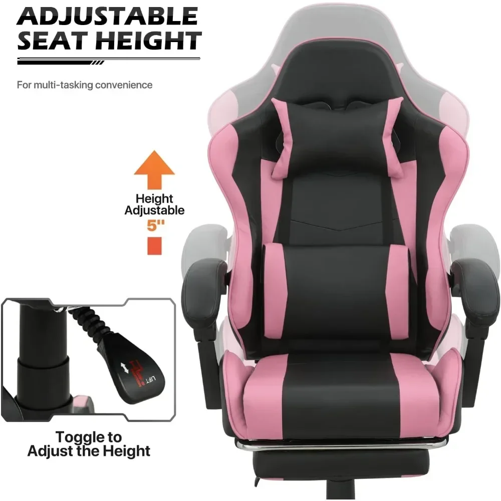 Office Chairs with Headrest and Lumbar Support, Ergonomic Computer Racing Chair, Adjustable High Leather Swivel Office Chairs