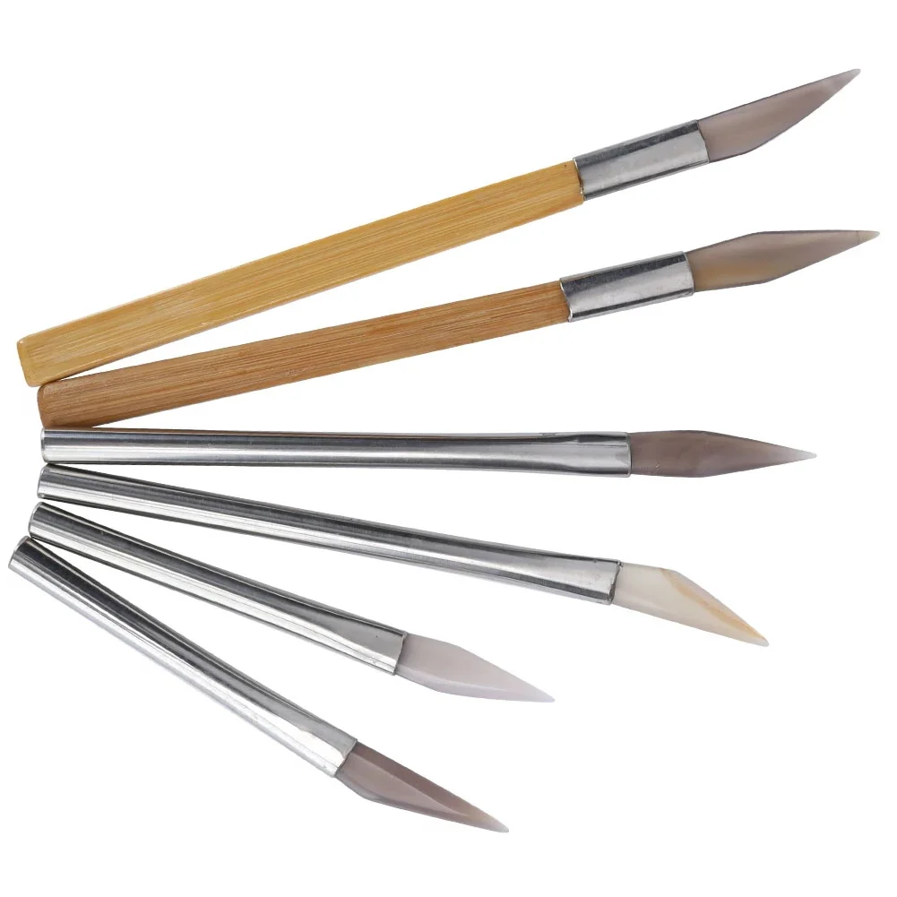 for agate Polishing Tool for agate Burnisher 6PCS for agate+Steel(AB Style) for agate+Wood(CD Style) KIT SET Craft Tool