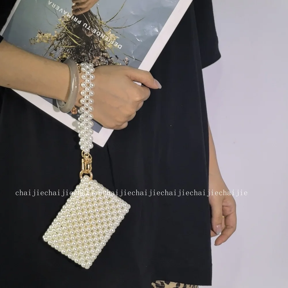 Ins Cute Mini Princess Elegant Pearl Bag Hand Woven Beaded Women's Bags Banquet Handheld Wallet Customizable Colors Wholesale