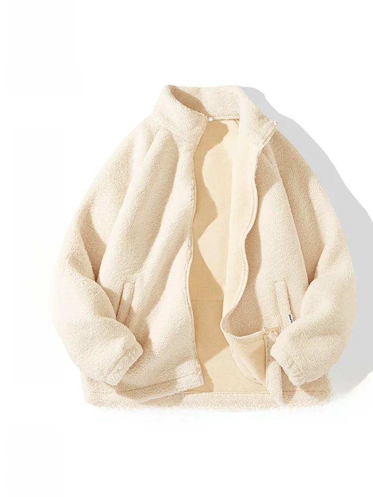 

Двусторонняя куртка из овечьей шерсти: теплая зимняя куртка, мягкая, молодежная, модная, с длинными рукавами, на молнии