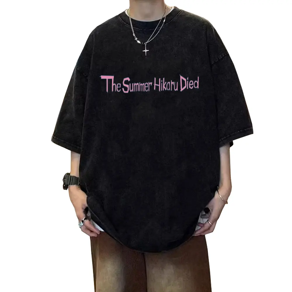 

Аниме The Summer Hikaru Died винтажная стираная футболка для мужчин и женщин с героями мультфильмов, уличная одежда большого размера, унисекс, хлопковые футболки высокого качества