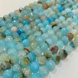 6-10mm Inlaid Aquamarine Agate, Football Beads, Used for Necklaces, Earrings, Bracelet Making