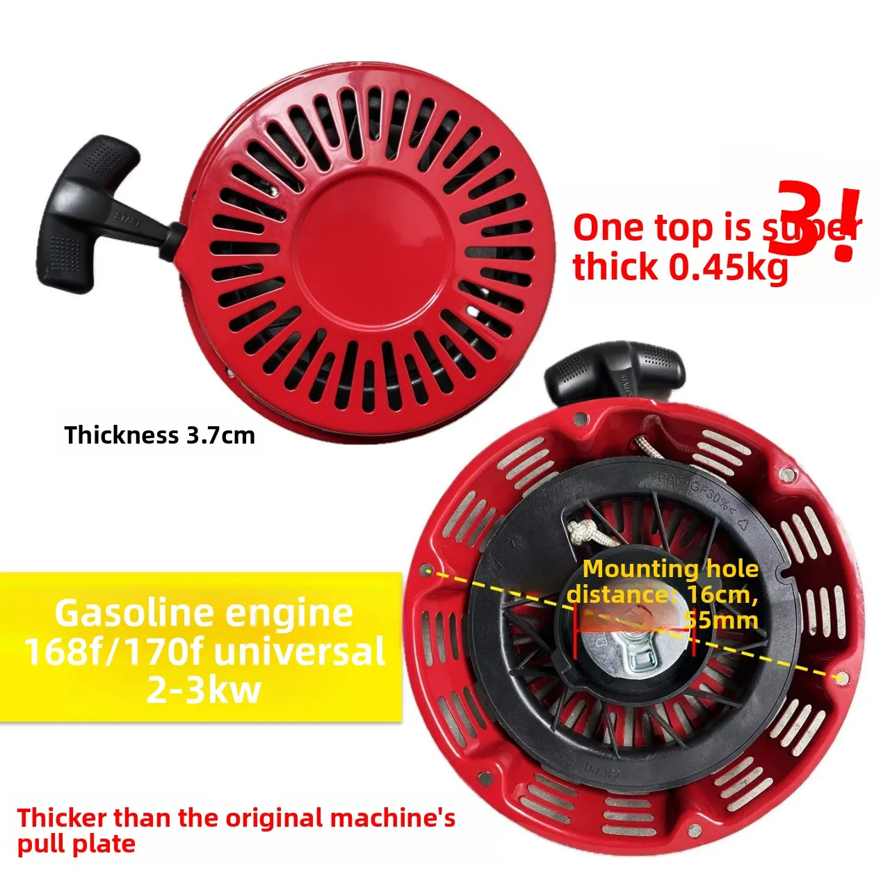 Gas-oline Engine Heavy Duty Hand Pull Disc 168F 170F 188F 192F Generator Water Pump Starter