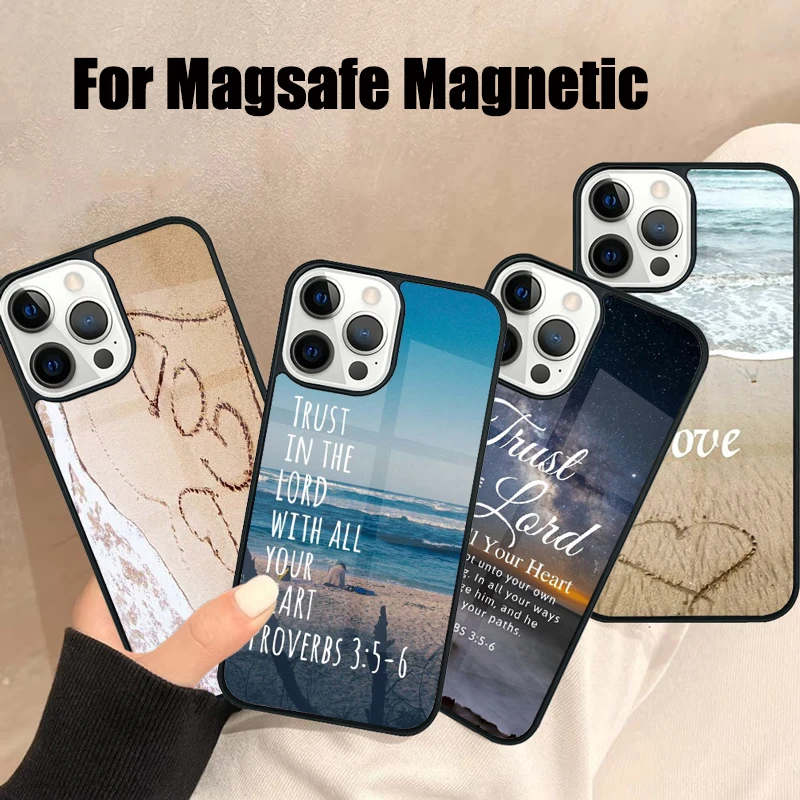 God-Heart-Beach Magsafe Phone Case For iPhone 16 15 14 13 12 11 Pro Max Plus Mirror Wireless Magnetic Cover