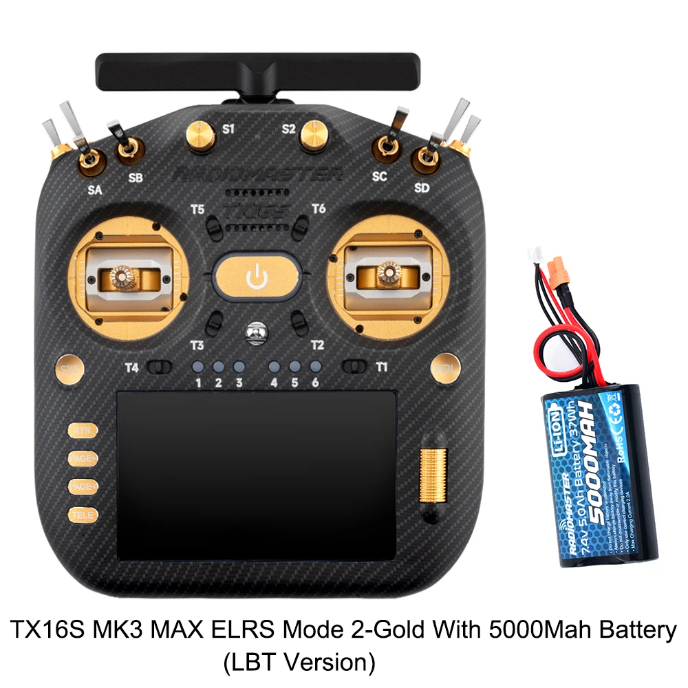 Pre-order RadioMaster TX16S MK3 MAX 2.4GHz 900MHz AG02 CNC Hall Gimbal 5 inch IPS touchscreen EdgeTX ExpressLRS radiocontroller