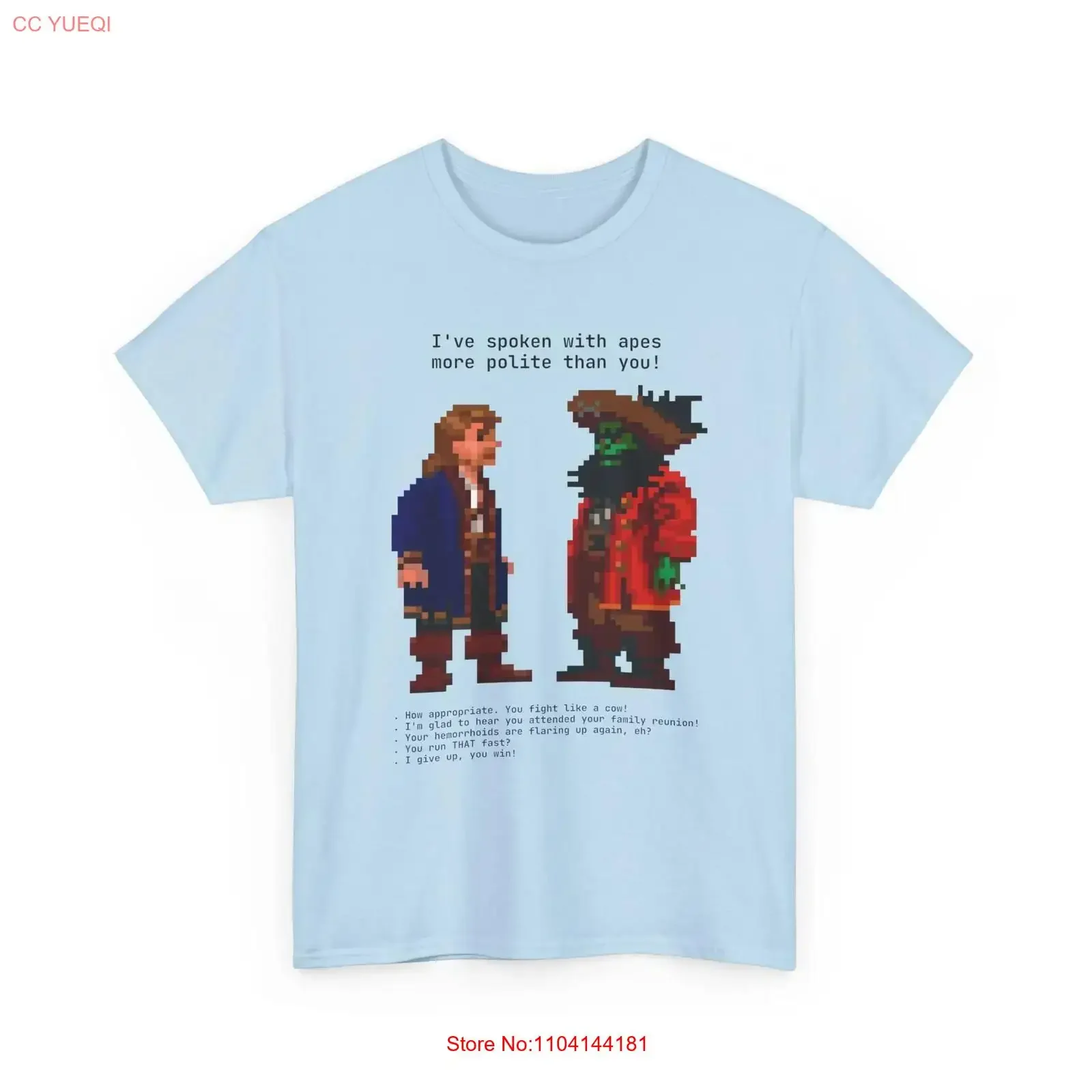 T shirt Guybrush Threepwood LeChuck in Monkey Island 100 cotton S XL unisex long or short sleeves vintage Washed Casual