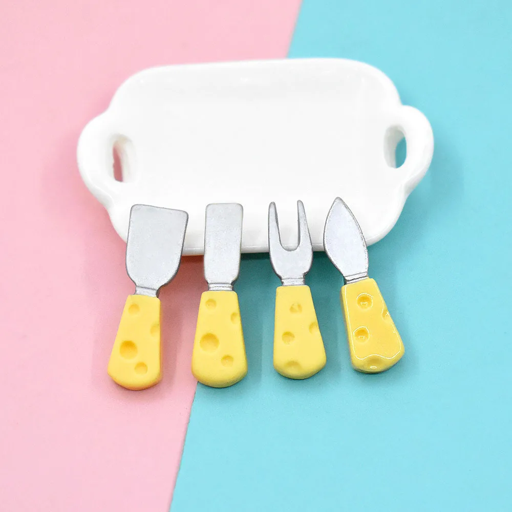 10pcs kawaii cheese tableware miniature dollhouse Scrapbooking Embellishment Resin Diy Cabochons Flatback Accessories diy Charm