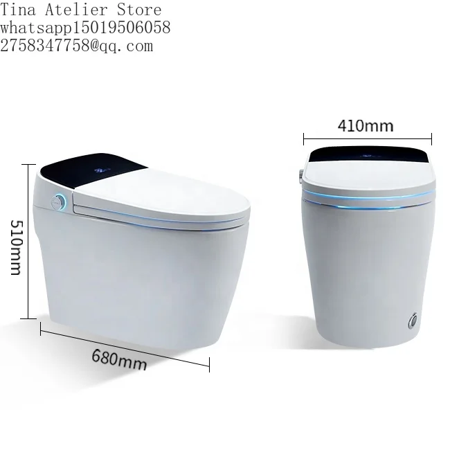 F-8818 Bathroom 110v S-trap Foot-touch Sensor Flush Black Silver Golden Smart Toilet Intelligent with Touch Screen