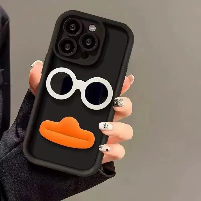 Cute 3D Sunglasses Duck Silicone Phone Case for Huawei Honor 90 X9 8X Nova 9 SE Y70 7 9 10 Pro 10 SE Y9S Y7A Phone Back Cover