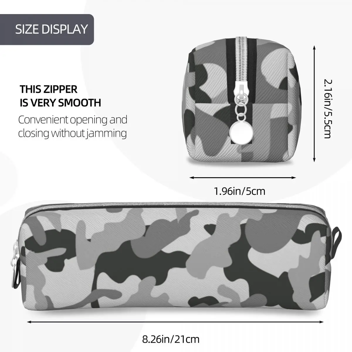 Imagem -04 - Camuflagem Militar Lápis Cases Pen Box Grande Bolsa de Armazenamento Papelaria Escritório Padrão Cinza Camo Exército Kids Zipper Bolsa Diversão