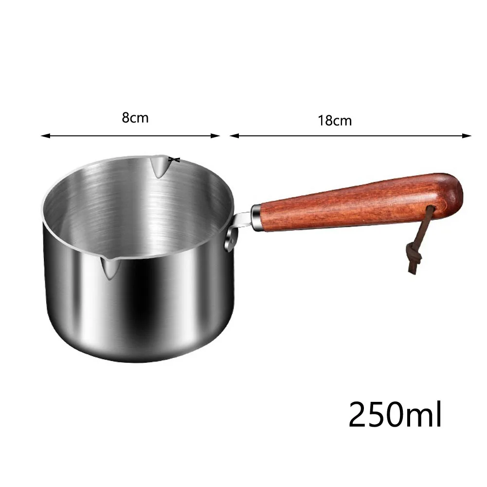 For MINI Stainless Steel Oil Pot with Wooden Handle and Dual Spouts for Precise Pouring During Cooking and Food Prep