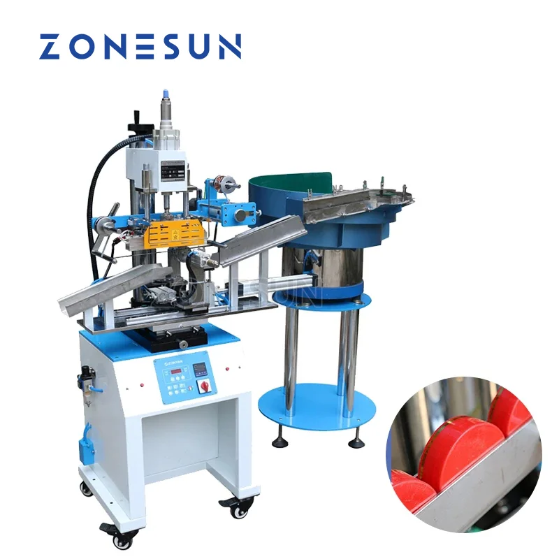 ZONESUN ZY-819S2 Customized Full Automatic Plastic Cap Leather LOGO Hot Foil Stamping Embossing Machine Heat Press Machine
