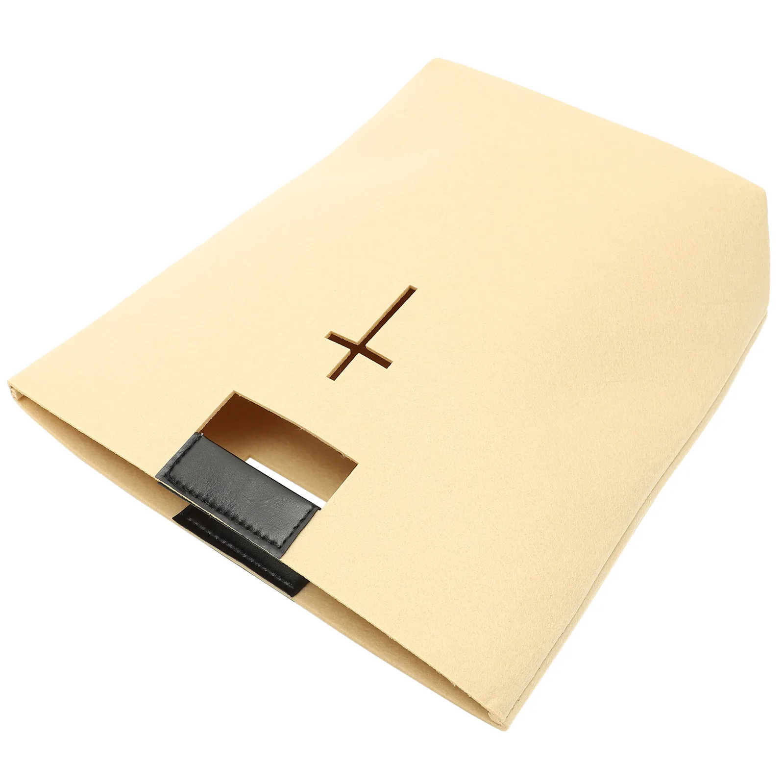 1Pcs Bible Carrying Case Large Capacity Cross Design Felt Tote for Church School Shopping Study Christian Gift