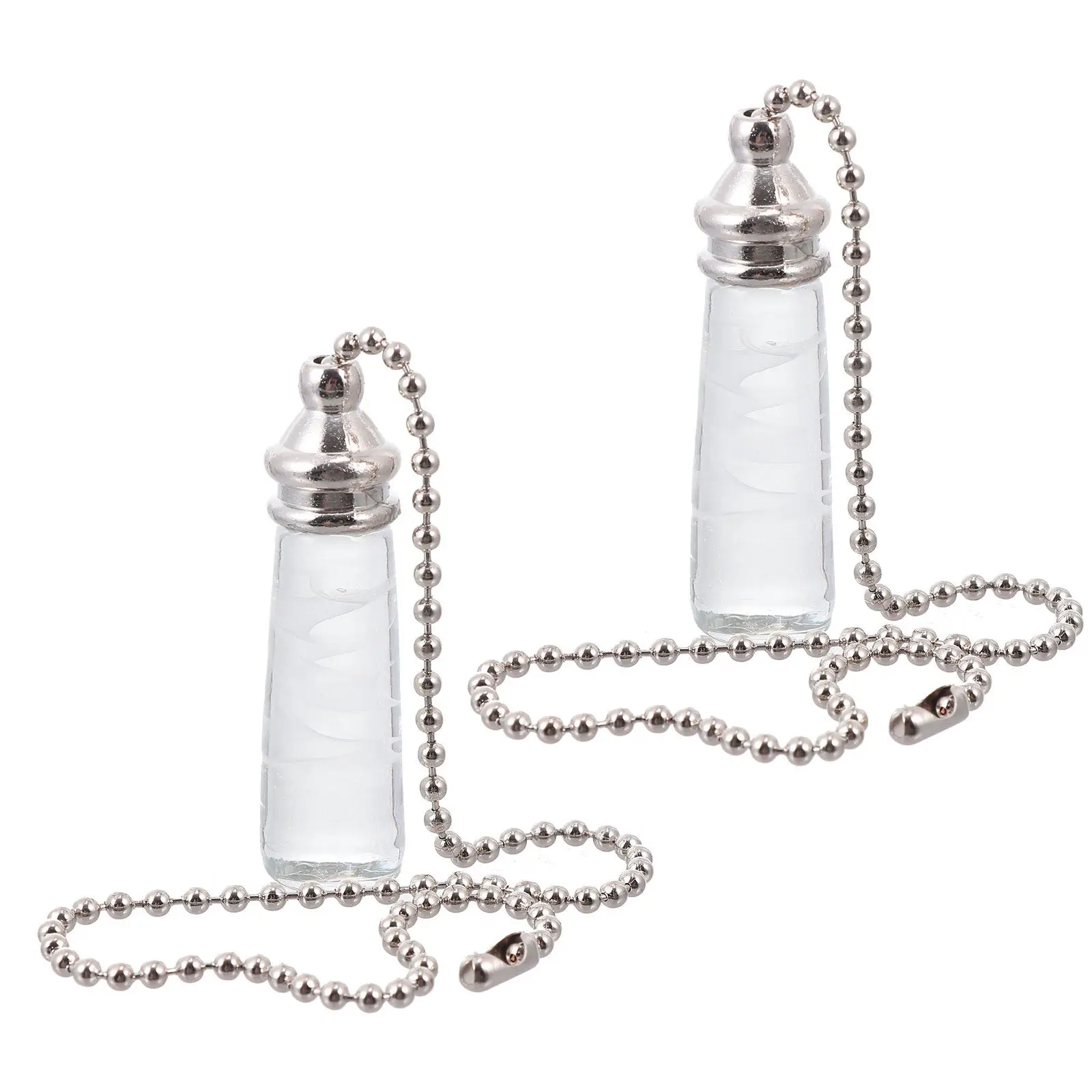 2Pcs Matte Silver Chain Crystal Pull Chain for Ceiling Fan Light Hanging Lamp Decoration Decorative Pendant for Home Chandelier