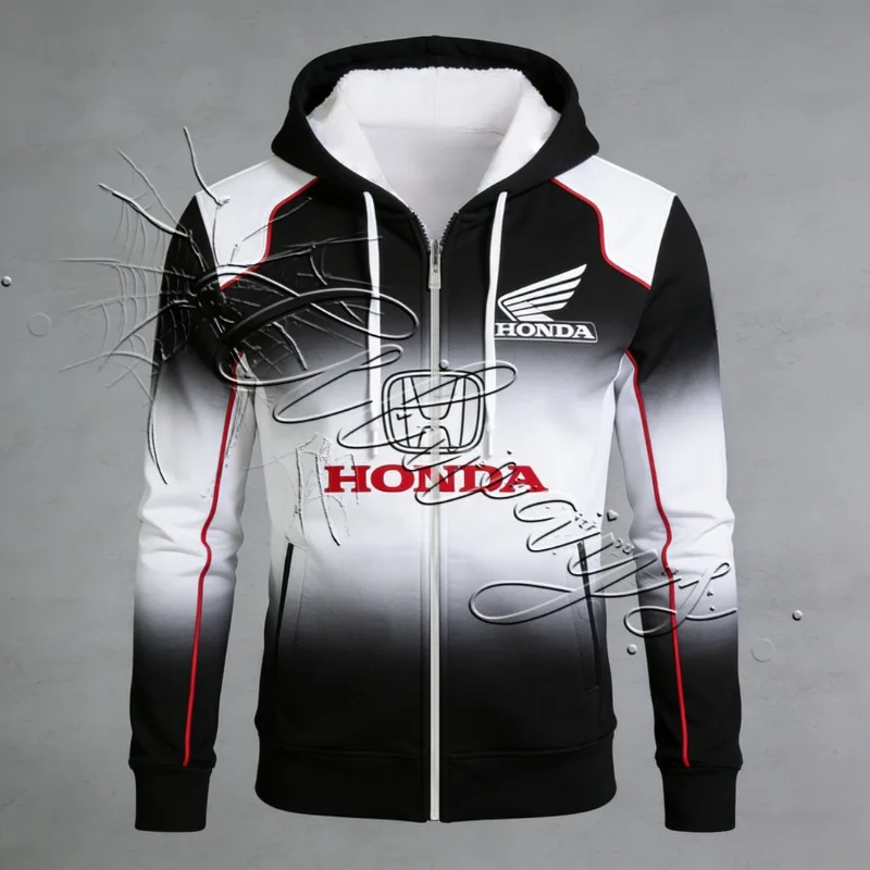 

Осень/зима 2026, новинка Honda Racing Fashion Track Rider, ретро градиентный мотоциклетный костюм, мужская мото, спортивная толстовка с капюшоном для бездорожья