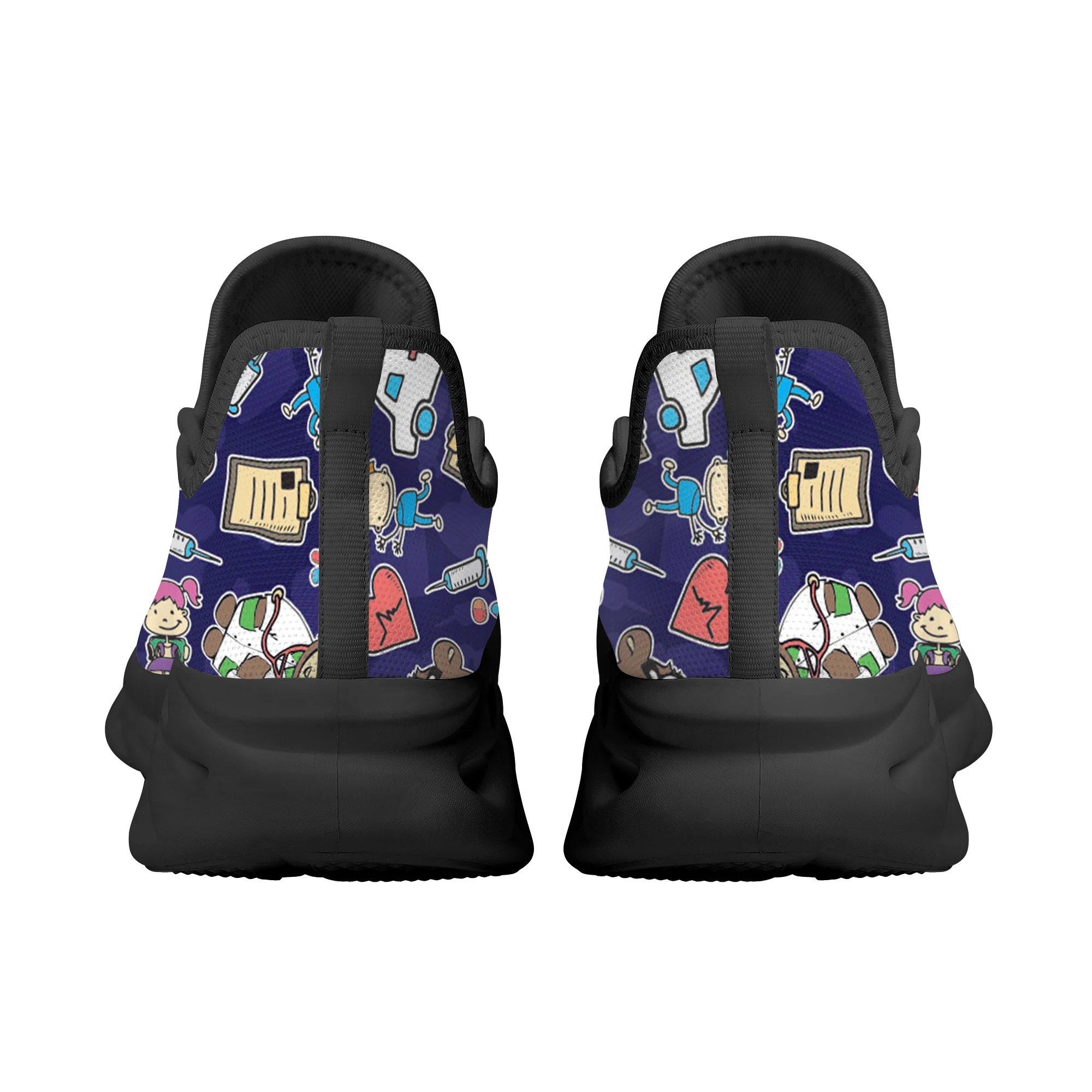 INSTANTARTS Nurse Hospital Bear Pattern Women Flats Shoes Kintting Comfortable Walk Sneaker Female Footwear Nursing Shoes 2022