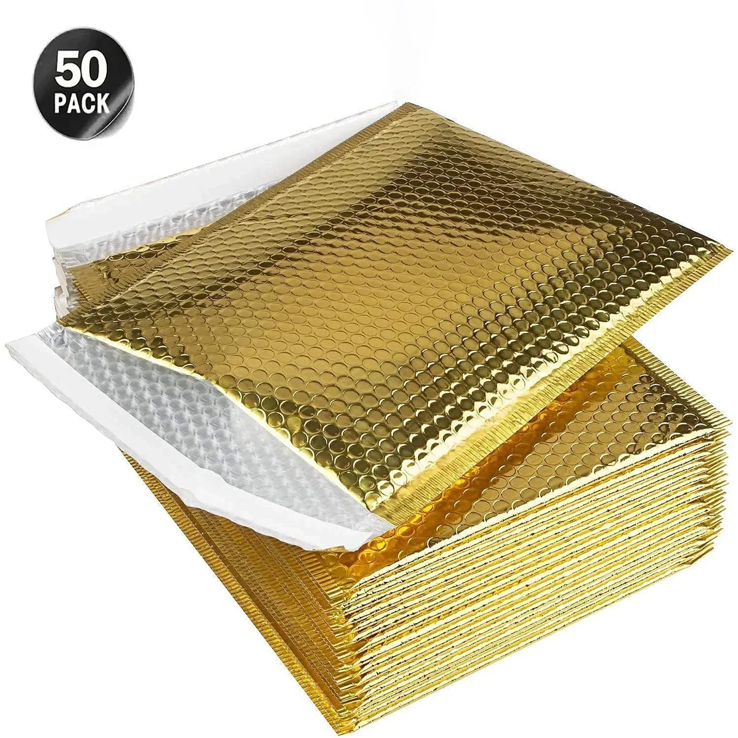 

50 шт. золотистых пузырчатых конвертов, розовые полиэтиленовые пузырчатые конверты с самоклеящимся клапаном, мягкие почтовые пакеты, подарочные пакеты, лазерная упаковка, конверты-пакеты для книг