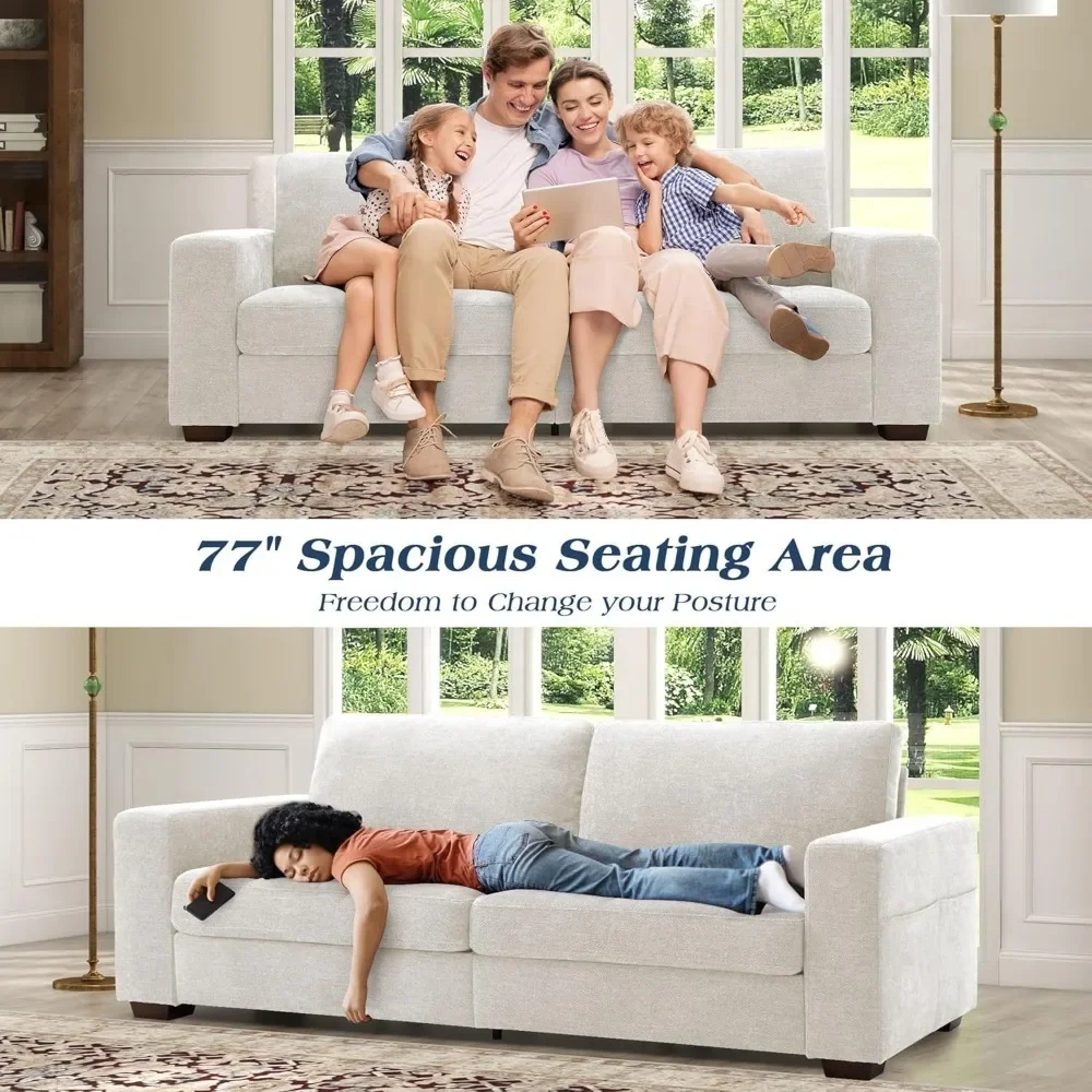 Sofás para sala de estar, conjunto de sofá de chenille, sofá pequeno e moderno, carregamento USB, capa de sofá removível, estrutura de madeira maciça