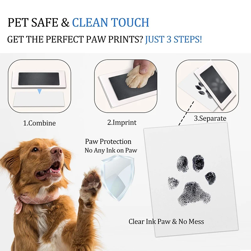 Pet Dog Cat Paw Prints Pad Safe Non-toxic Easy Clean Recyclable Inkless Hand Print and Foot Print Ink Kit Pad DIY Pet Souvenir ﻿